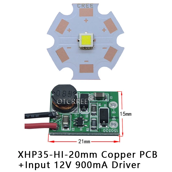 CREE 12 в 13 Вт XHP35 HD высокая мощность светодиодный излучатель диод бусины холодный белый нейтральный белый теплый белый+ вход 12 В 900mA драйвер для DIY - Испускаемый цвет: 20mm HI.12V-D