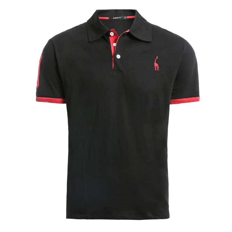 

Dropshipping 100% Cotton PoloGiraffe T Shirt Men Deer Embroidery Short Sleeve T-Shirts Casual Mens T-Shirt