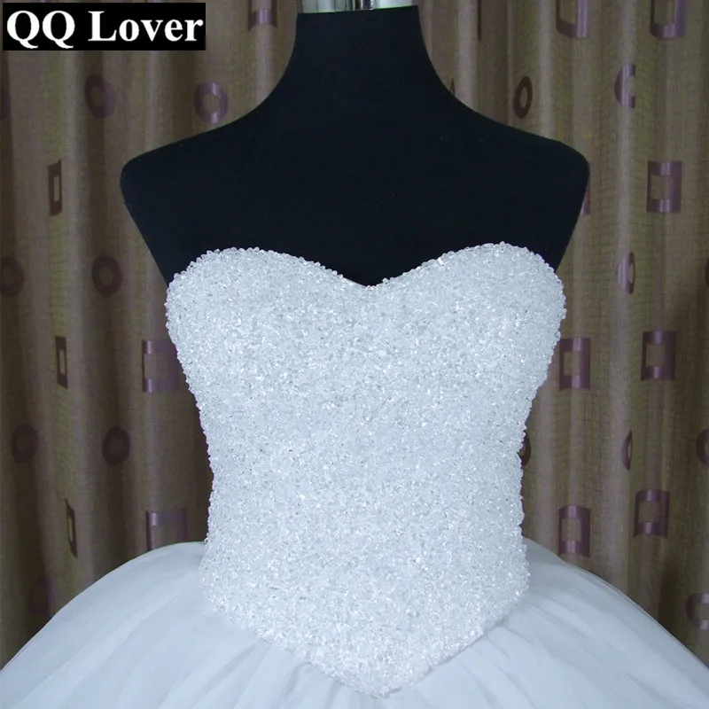 QQ Lover 2019 Robe De Mariage принцесса Bling Роскошные Кристаллы Белый бальное платье свадебное на заказ Vestido De Noiva