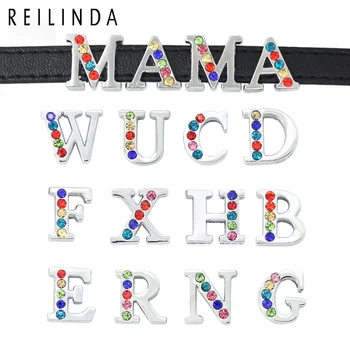 

1300pcs Colorful Half Rhinestone 8mm Slide Letters Fit For DIY Name Wristband Bracelet /Belts Wholesale