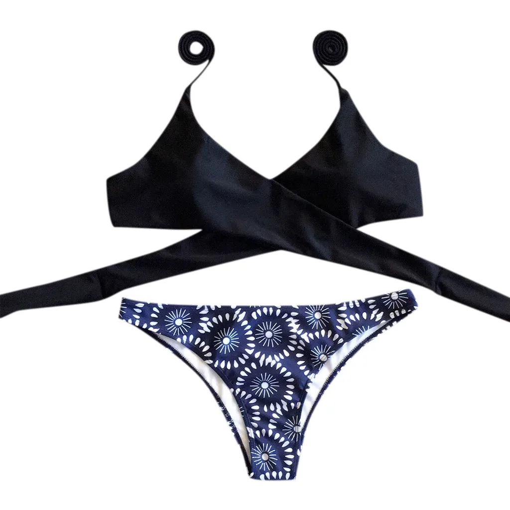 

Swimwear Women Black Bikini 2019 Sexy Bikini Push Up Print Bathing Suit Women Beachwear Swiming Suit Womens Bikinis 2019 Mujer