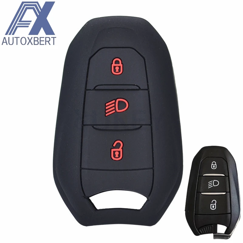 

AX For Peugeot 208 308 508 3008 5008 for Citroen C4 DS3 DS5 DS6 Fob Skin Cover 3 Button Silicone Remote Key Case
