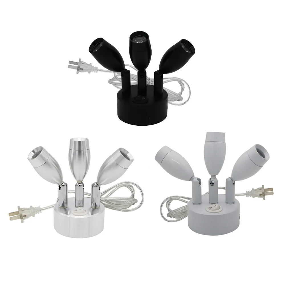 

3W/9W LED Wall Mount Reading Lamp Fixture Portable Table Light Switch Plug Jewelry Store Silver/White/Black Shell