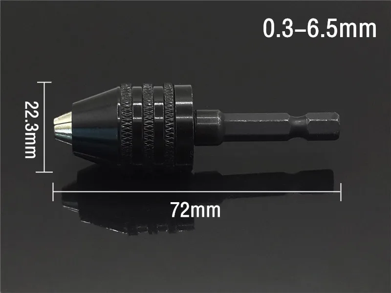 1 шт. 1/4 ''без ключа шестигранный хвостовик 0,3-3,6/6,5/0,8 мм быстрой патрон штекер переходник изменения Дрель Ручка конвертер сверло деревообрабатывающий инструмент - Цвет: 0.3-6.5MM Black