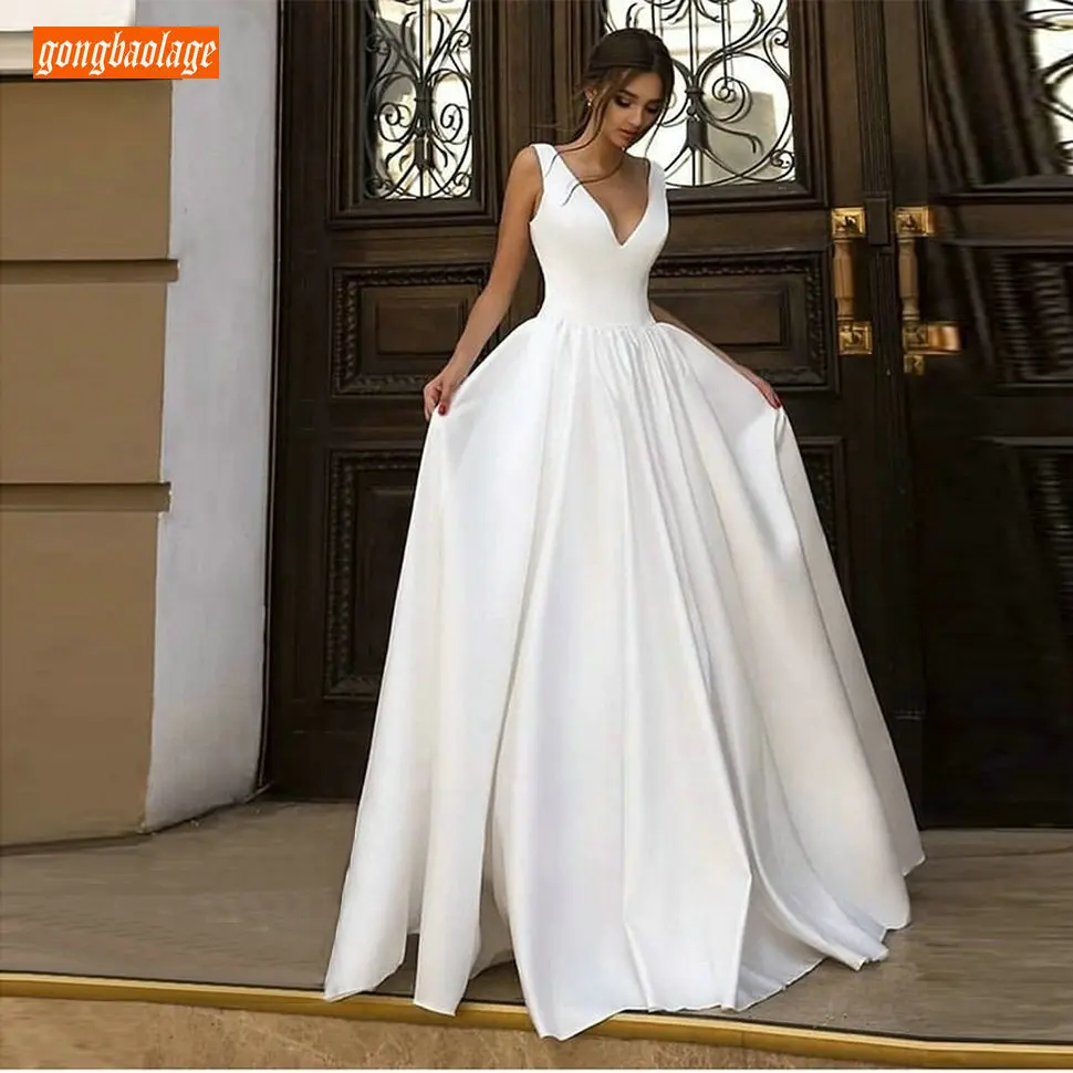 simple white wedding gown