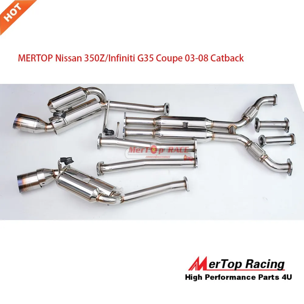FOR 350Z Z33//G35 V35 DUAL 4.5/" ROLLED TIP HI-POWER RACING CATBACK EXHAUST SYSTEM