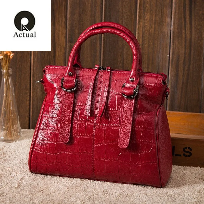 

Crocodile Grain Head Layer Cowhide Ma'am Handbag Joker Genuine Leather Single Shoulder Span Bag 2019 Qian yiyuan