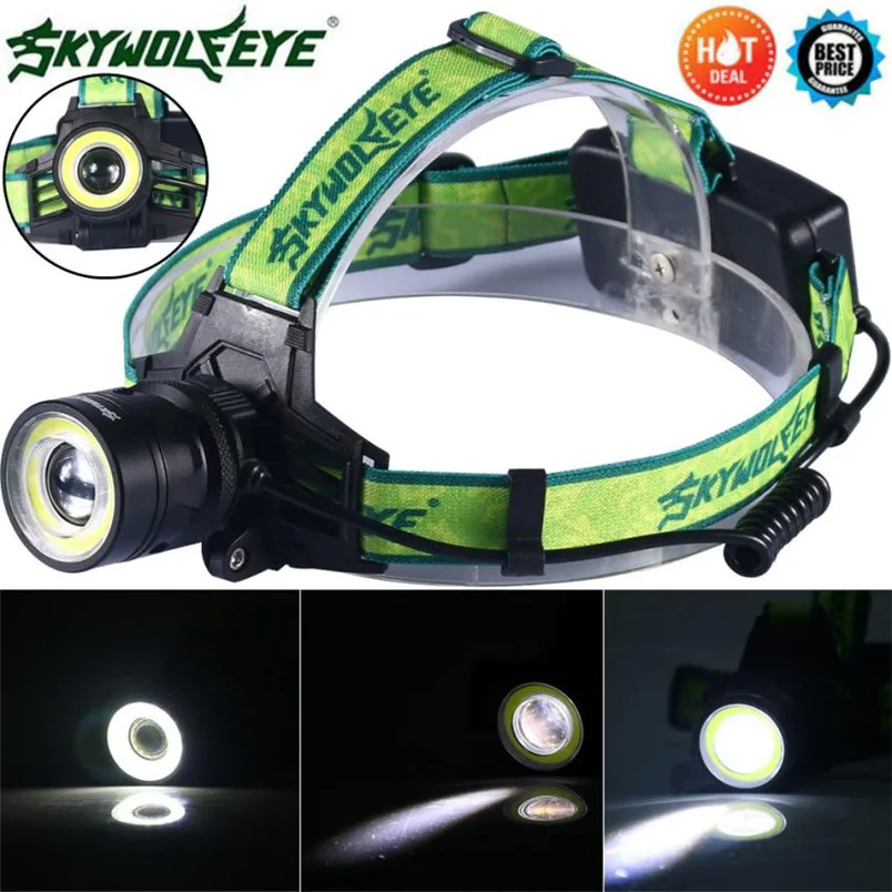 

High Quality XM-L T6 +COB Headlamp Rechargeable Led Flashlight Head Light Lamp Camping 18650 2017 NOM18