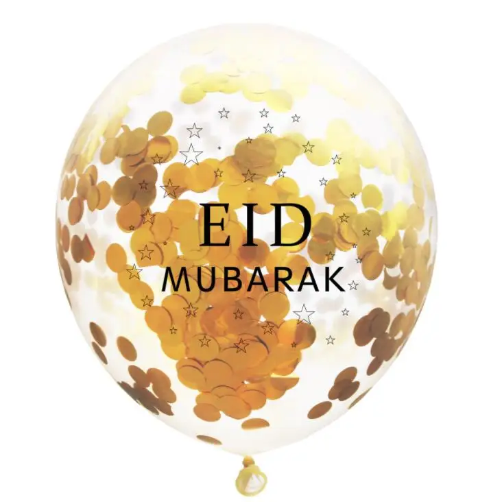 5 шт./партия Eid Mubarak латексные воздушные шары Рамадан мусульманский фестиваль украшения исламский новогодний прозрачный конфетти воздушные шары золото розовое серебро - Цвет: Eid