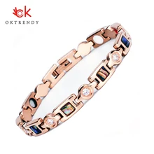 Oktrendy Luxury Crystal Bracelet Healthy Magnetic Bracelet For Women Pain Relief 4in1 Germanium Therapy Bracelets Jewelry escalus 2018 magnetic health bracelet for women 100% pure titanium 4in1 magnets negative ions germanium far infra red bracelet