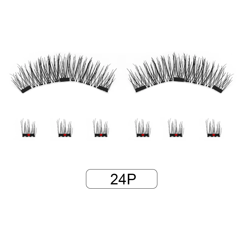 Genailish 8pcs 3D Magnetic Eyelashes Mink Lash Full Strip Lashes False Eyelash With Tweezers Double Magnet Fake Lash SCT-W-602