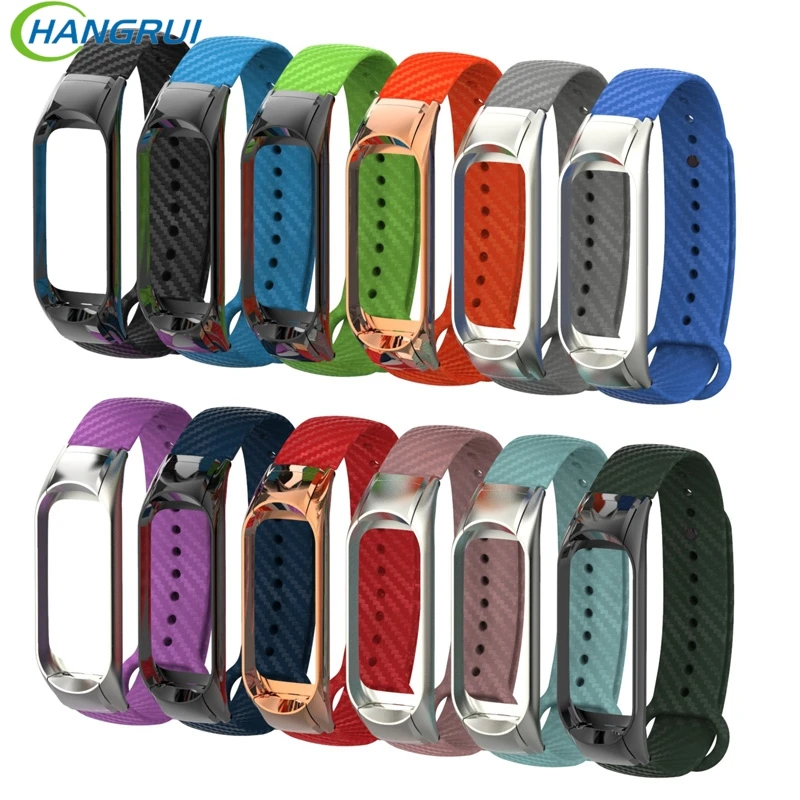 

For XiaoMi Mi Band 3 2 Strap Soft Silicon Sport Carbon Fiber Bracelet Wristband For Xiaomi Mi Band3 Smart accessories Miband 3