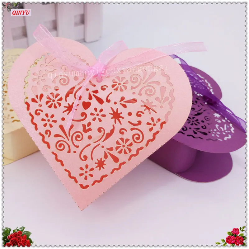10Pcsset Love Heart Party Wedding Hollow Carriage Baby Shower Favors Gifts Candy Boxes Love shape 5Z (36)