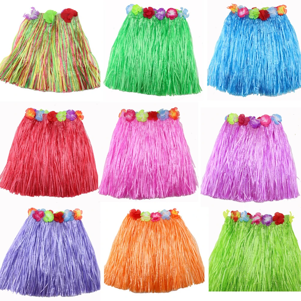 

40Cm 9 Colors 1Pc Plastic Fibers Women Grass Skirts Hula Skirt Hawaiian Costumes Ladies Dress Up Festive & Party Supplies