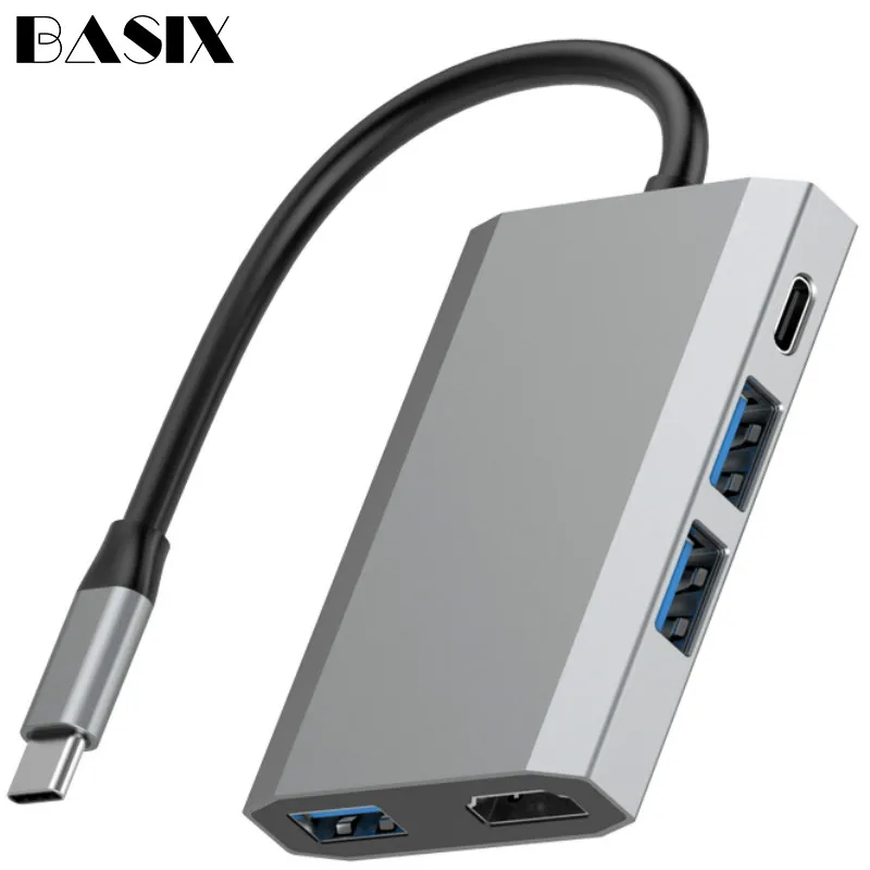 Basix Тип C концентратор Usb C к HDMI 4 K/USB3.0 PD адаптер USB-C конвертер для MacBook, huawei MateBook type C usb 3,0 концентратор