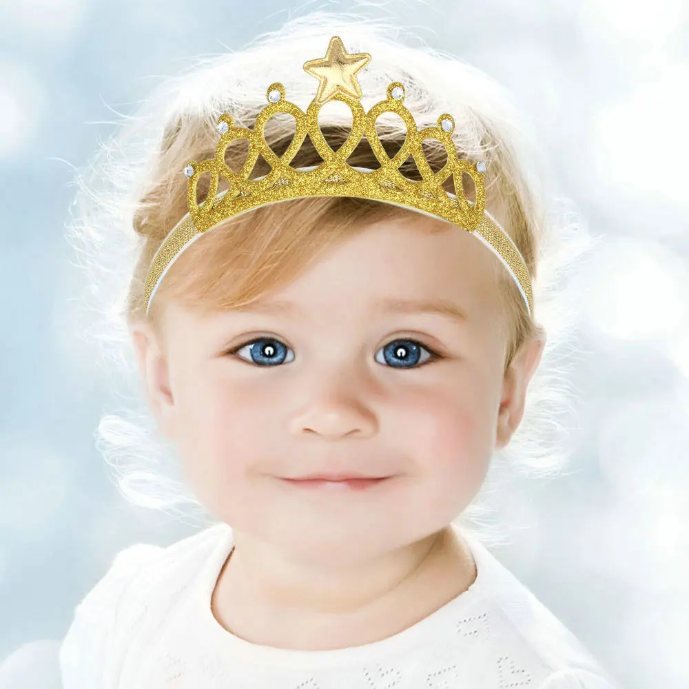 New baby headband child elastic hair band princess kids crown jewel