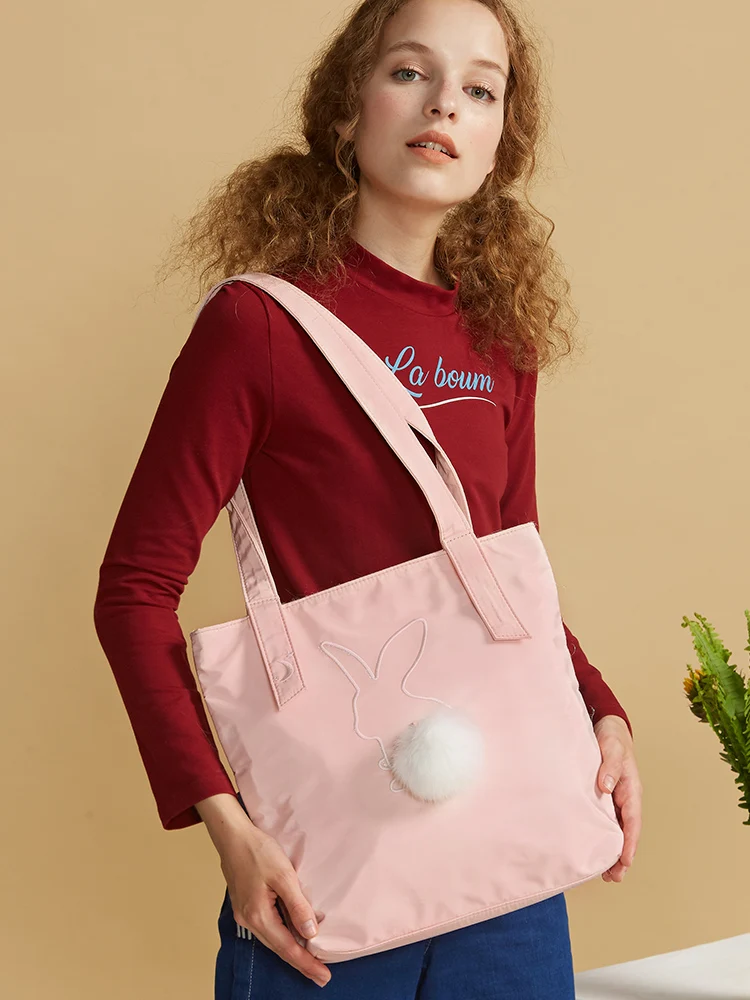 

Princess sweet lolita bag Embroidered Single Shoulder Bag Korean version girl heart big capacity fun rabbit hair ball LLD005