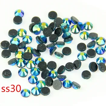 

40 Gross Rhinestones SS30 AB Peacock Blue Rhinestone Iron On Transfers Hot Fix Rhinestone Motif Designs