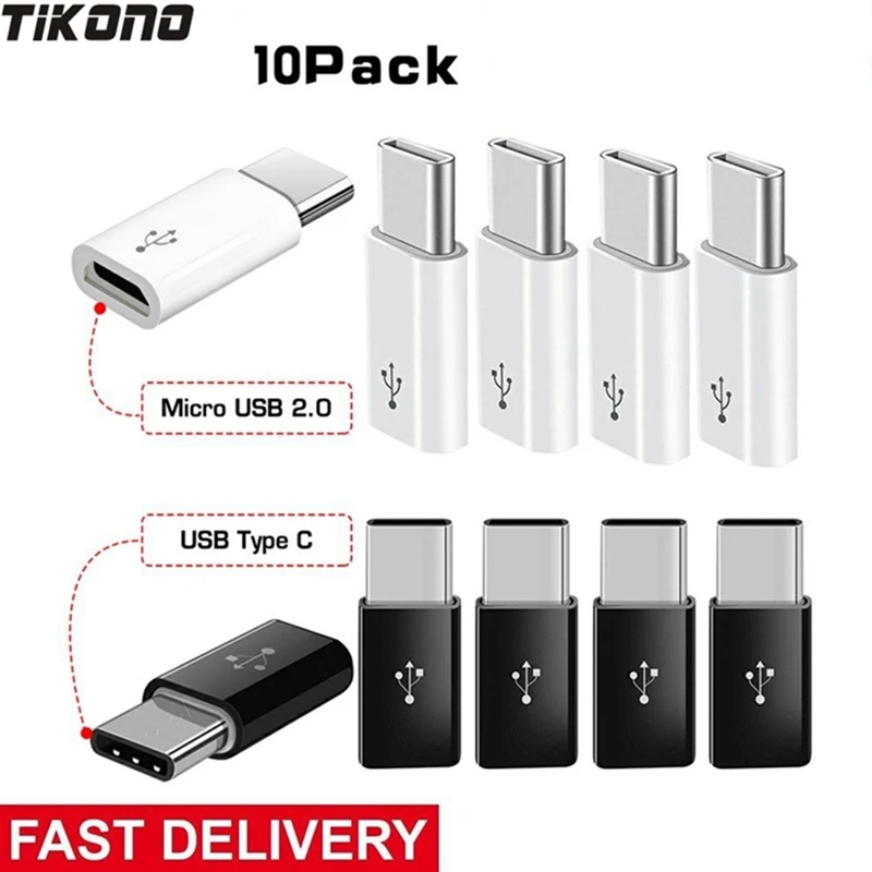 

10 Pack Micro USB To Type C Adapter Converter Micro-B To USB-C Connector USA