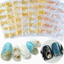 Pacote 1 3D Decorações Da Arte Do Prego de Prata de Ouro Misturado Quadro Oceano Concha de Metal Oco Metálico Studs Rebites DIY Manicure 065(China)