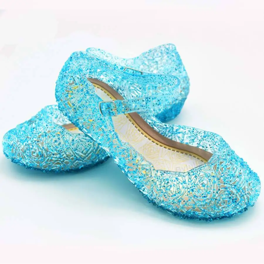 Princess Anna Elsa Shoes Cinderella Crystal Shoes Kid Girl Cosplay Costume Prop 