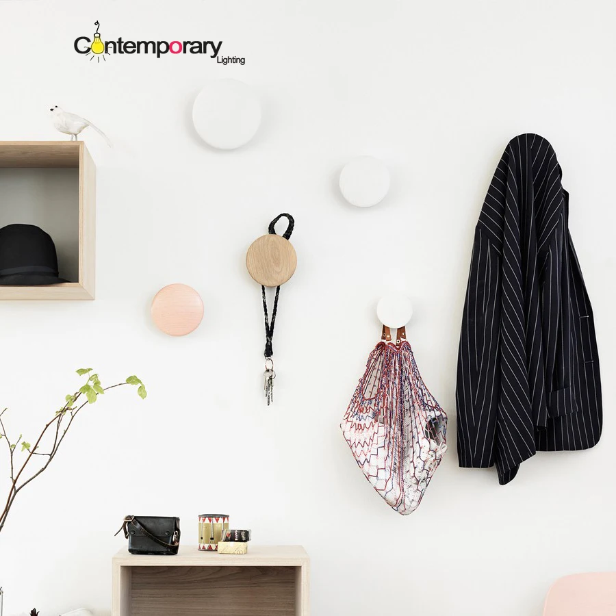 Buy Hanger floor bag wall hanger wood dots hook rack