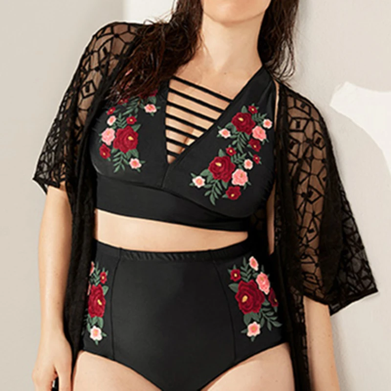 

High Waist Bikinis 5XL Large Size Women Swimsuit Plus Size Swimwear Push Up printing vintage Retro Bikini Set Bathing Suits