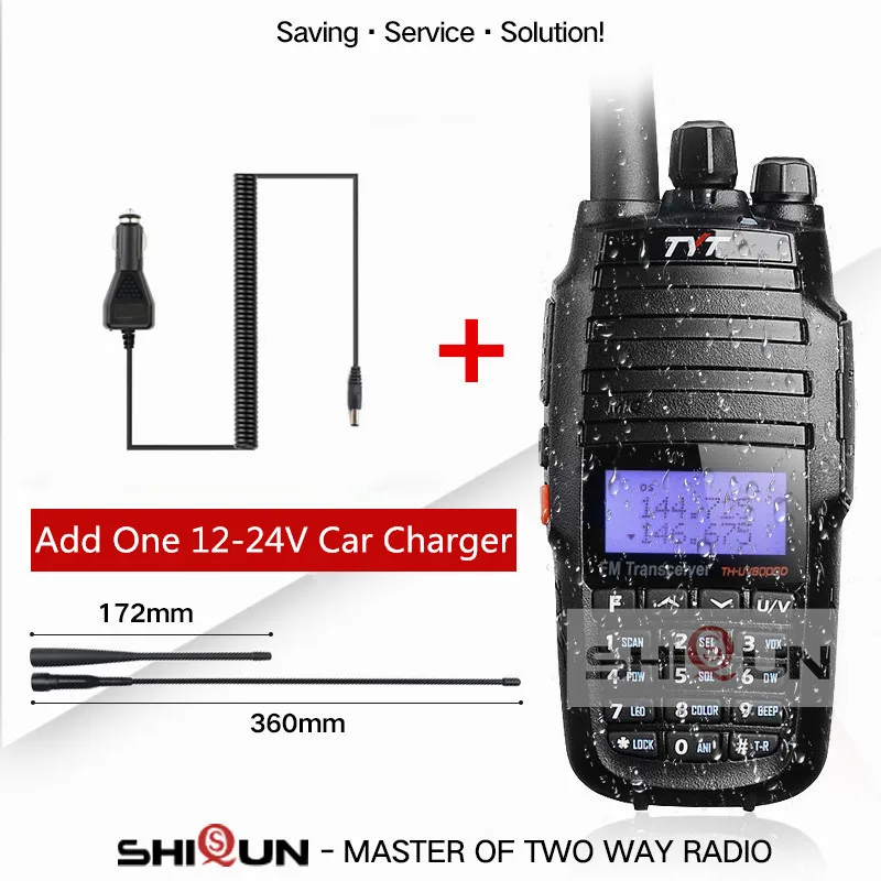 TYT TH-UV8000D портативная рация 10 км двухдиапазонный VHF UHF 10 Вт Радио Comunicador 10 км 3600 мАч функция перекрестного ретранслятора радиоприемник TYT - Цвет: Add Car Charger