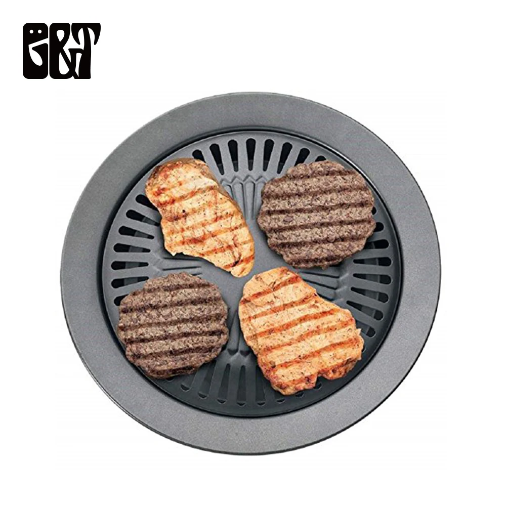 GT Korean Style Non-stick Smokeless Barbecue BBQ Gas Grill Home Party Barbecue Pan Meat BBQ Gas Stove Plate Cooking Tool