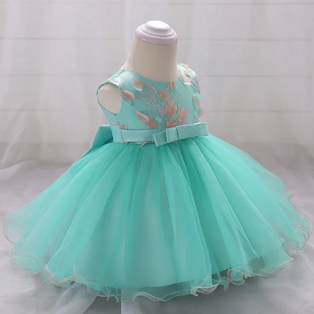 

MQATZ New Baby Girl Dress Beads Tulle Toddler Girl Christening Gown Infant Party Baptism Dress for Little Girl 1 Year Birthday