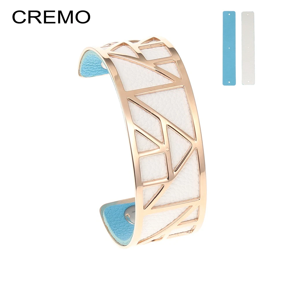 

Cremo DIY Fashion Stainless Steel Jewelry Yoiumit Arm Cuff Bracelets Bangles for Women Interchangeable Leather Pulseiras Brand
