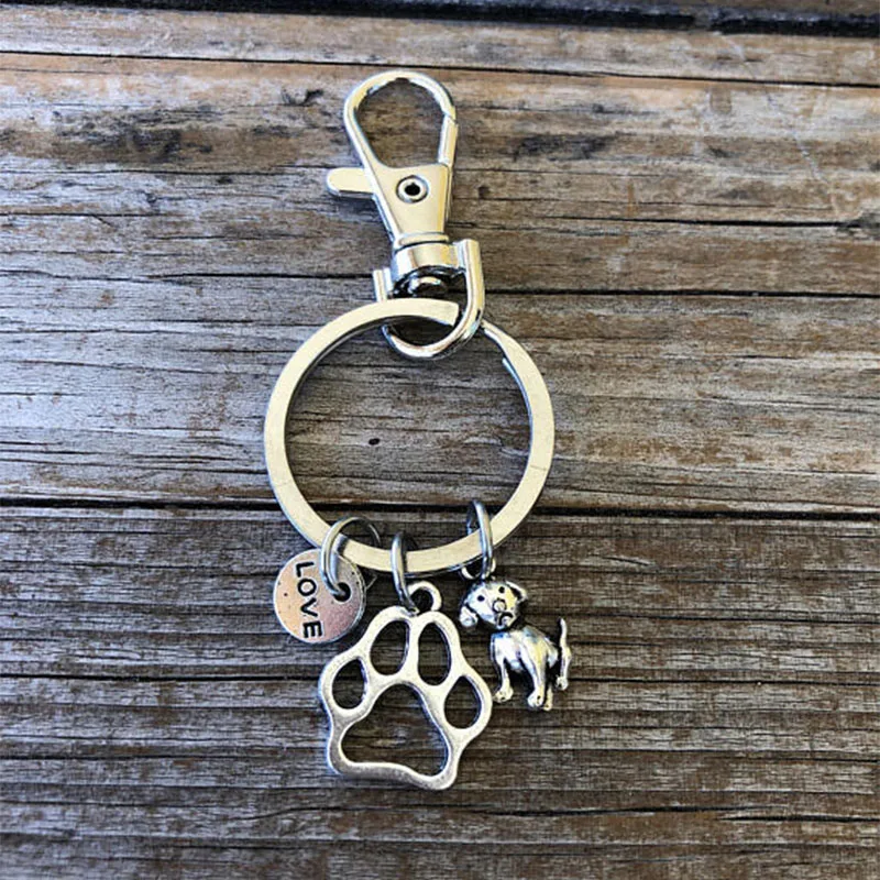 Fashion Key Ring Dog Keys Puppy Key Chain Love Footprints Pendant Car