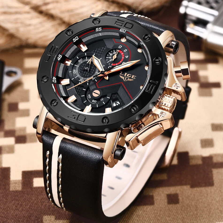 LIGE New Mens Watches Top Brand Luxury Men's Military Sports Watch Men's Waterproof Quartz Watch Male Clock Relogio Masculino