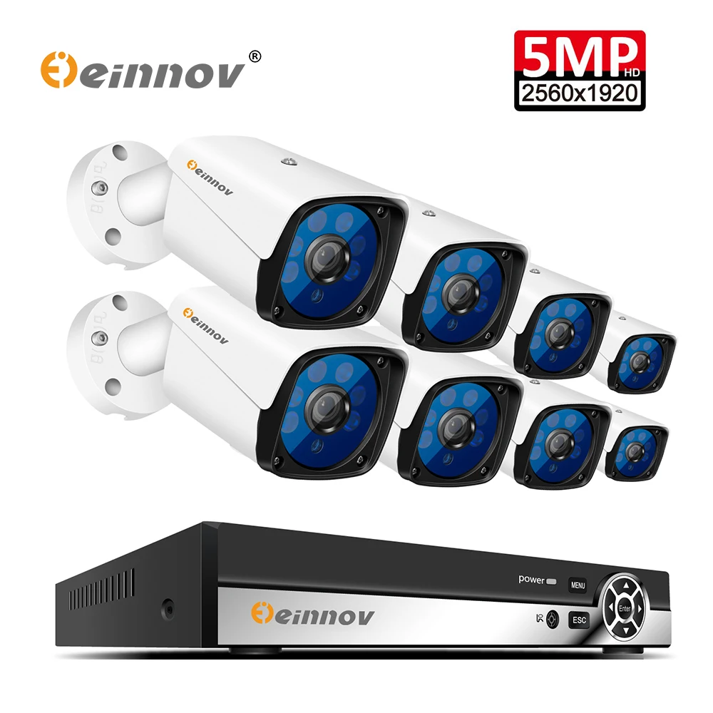 

Einnov CCTV camera System 8CH 5MP AHD security Camera DVR Kit CCTV waterproof Outdoor home Video Surveillance System 2TB HDD