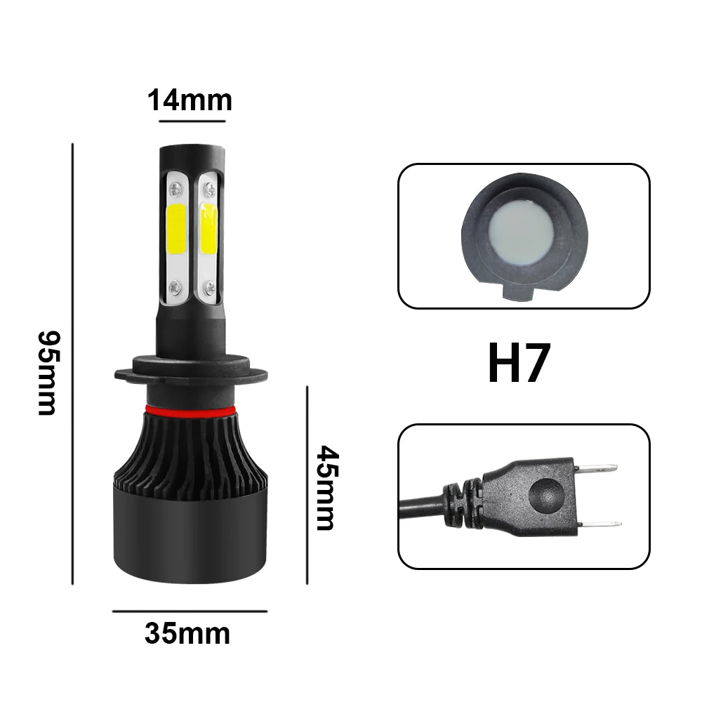 Jeuzn 4 сбоку световой H7 светодиодный фар автомобиля 100W 10000LM H4 Hi короче спереди и длиннее сзади) 6500K H11 5202 9012 9006 9004 H13 Turbo лампы для передних автомобильных противотуманных фар