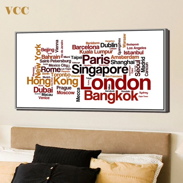 Picture Collection Of World City Name,Canvas Painting,Wall Pictures For