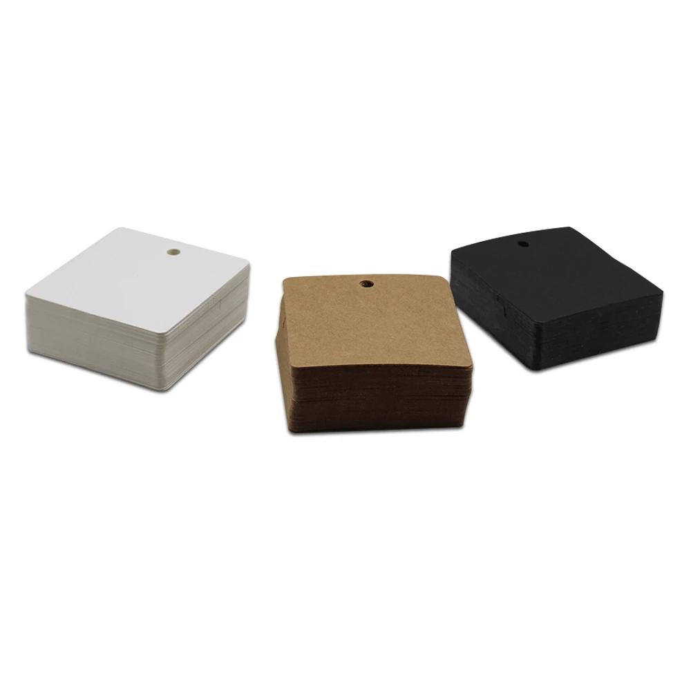 

100Pcs/lot 6*6cm Square Kraft Paper Tag Wedding Party Gifts Greeting Cards Retails Clothes Price Hanging Tag Bookmark Label