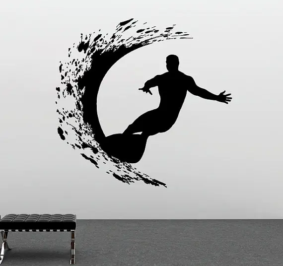 

Sport Series Wall Decal Extreme Surfer Adventure Surfing Wall Sticker Vinyl Art Design Wall Mural Home Bedroom Decoration Y-957