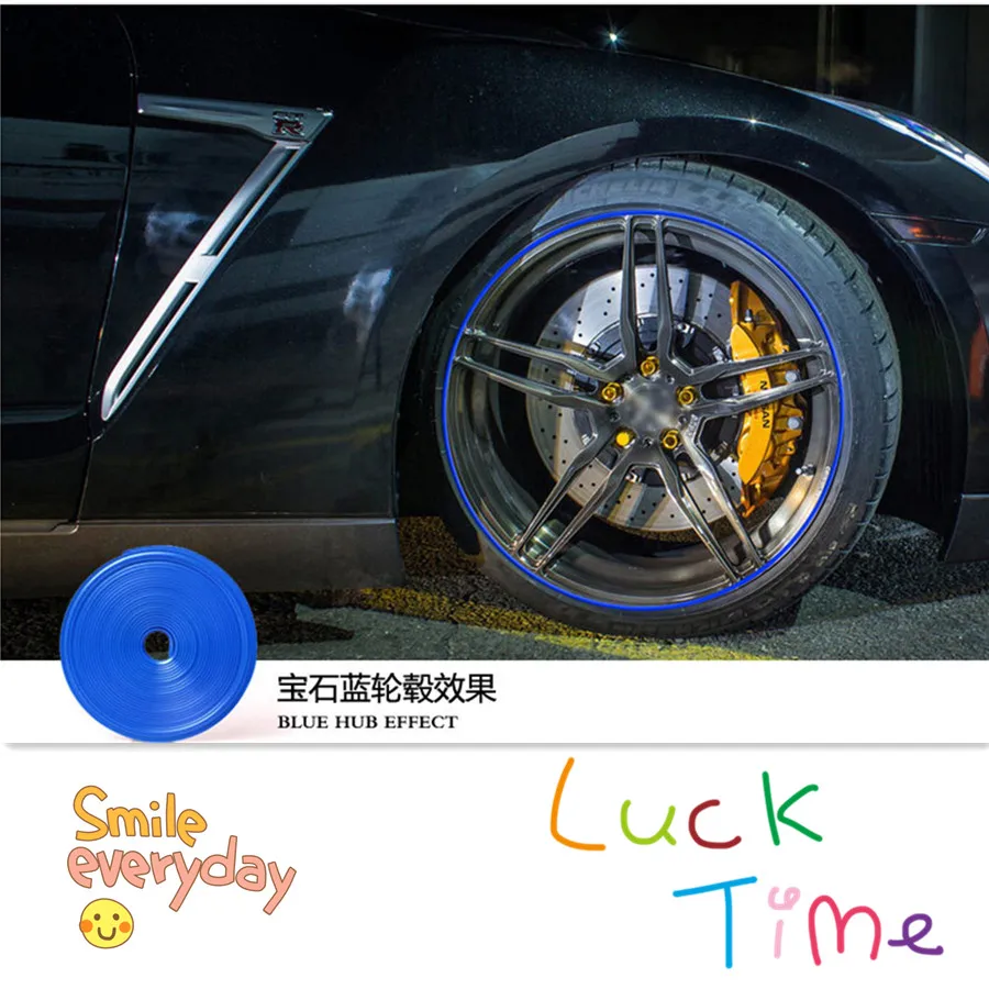 

Hot Sale 8M/Roll Car Wheel Hub Tire Sticker for mitsubishi l200 seat ibiza kia sportage 2009 golf mk4 mazda 6 2014 Accessories