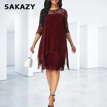 Летнее шифоновое платье размера плюс 5xl, женское повседневное элегантное шифоновое платье с длинными рукавами, кружевное длинное платье макси Vestidos