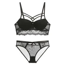 Наборы бюстгальтер+ трусы пуш-ап с кружевами, кружевное нижнее белье с широким бортом, женский бюстгальтер на бретельках и сетчатые прозрачные трусики, набор нижнего белья