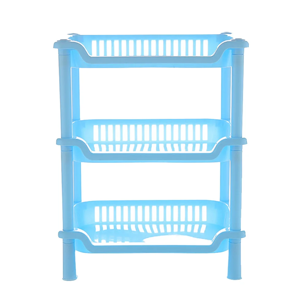 Квадратный стеллаж для хранения 3-х уровневая Gap Кухня стеллаж для хранения полки подвижные собрать Пластик Ванная комната полка колеса Экономия пространства Организатор - Цвет: Blue