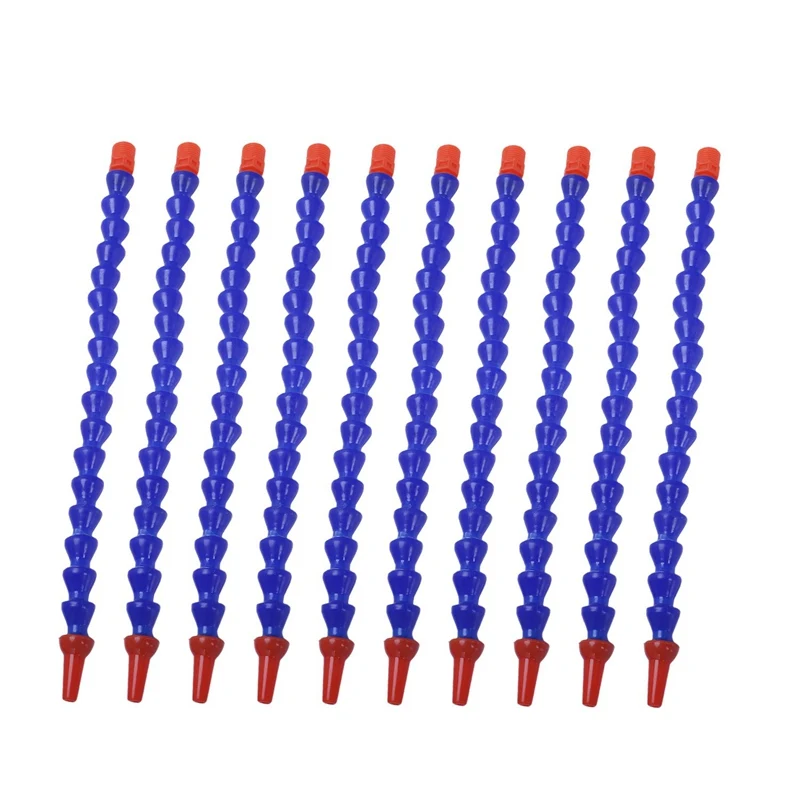 

10PCS Round Nozzle 1/4PT Flexible Oil Coolant Pipe Hose Blue Orange