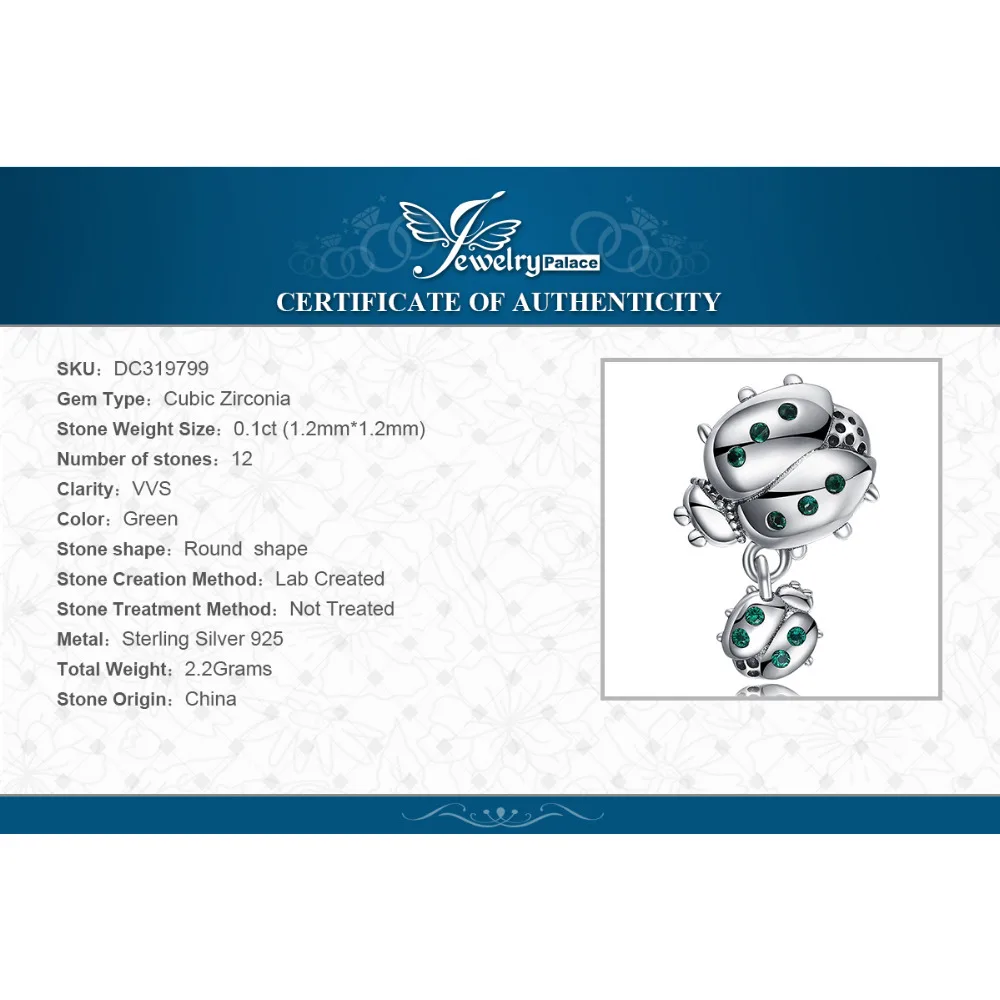 JewelryPalace Божья коровка серебряные бусины 925 пробы Подвески Серебро оригинал для