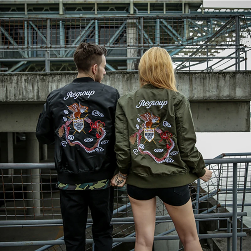 

Men's Military Embroidery MA-1 Bomber Jackets 2017 Harajuku Style Casual Cotton Coat Lovers Fall Winter Tide Brand Jacket M-4XL