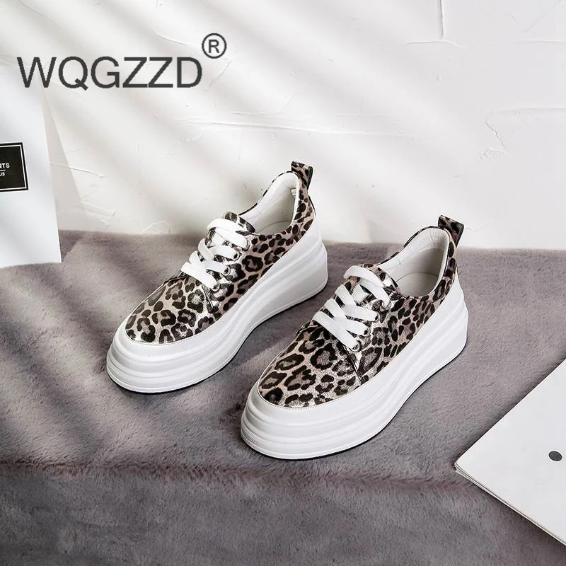 Vulcanisées Semelles De En Peau Printemps Leopard Chaussures Femmes Marque Décontractées Plat Mouton Croissante À Sneakers Léopard Lacets Luxe Compensées kiTwZOlPXu