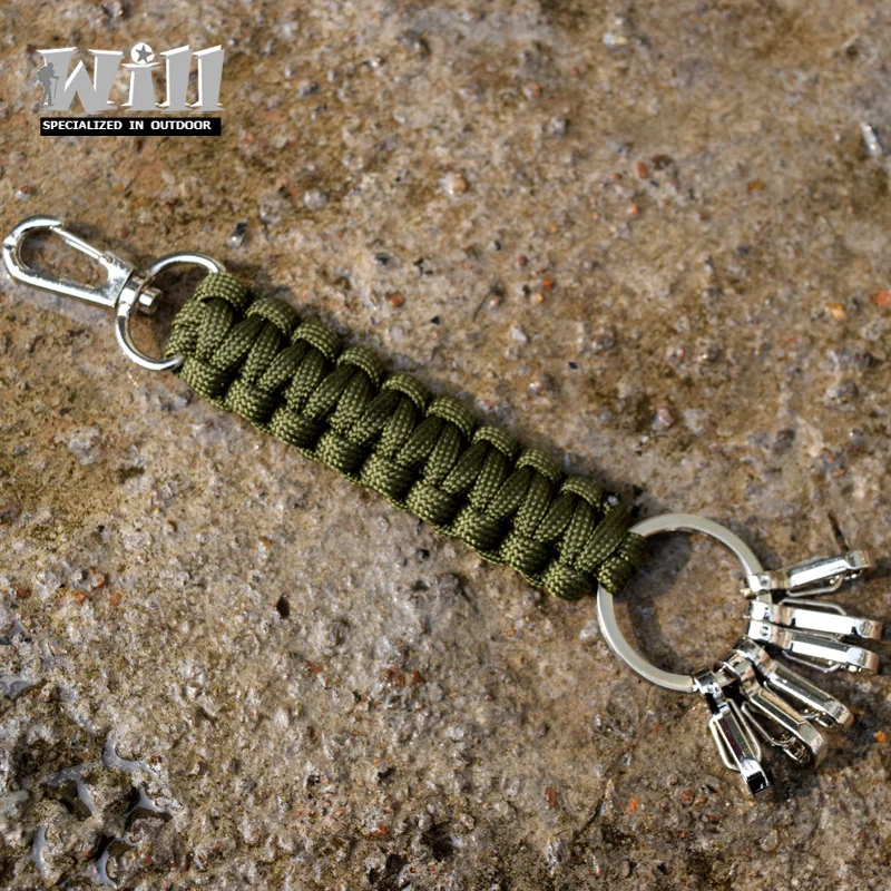 

New Outdoor Camping Survival KeyChain , Paracord Rescue KeyRing with 6PCS Carabiner Camp Snap Clip Travel Kit Equipment GS-0083