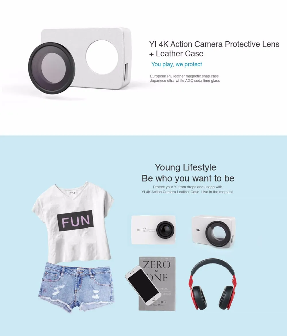 YI 4K Action Camera Protective Lens and Leather case 11