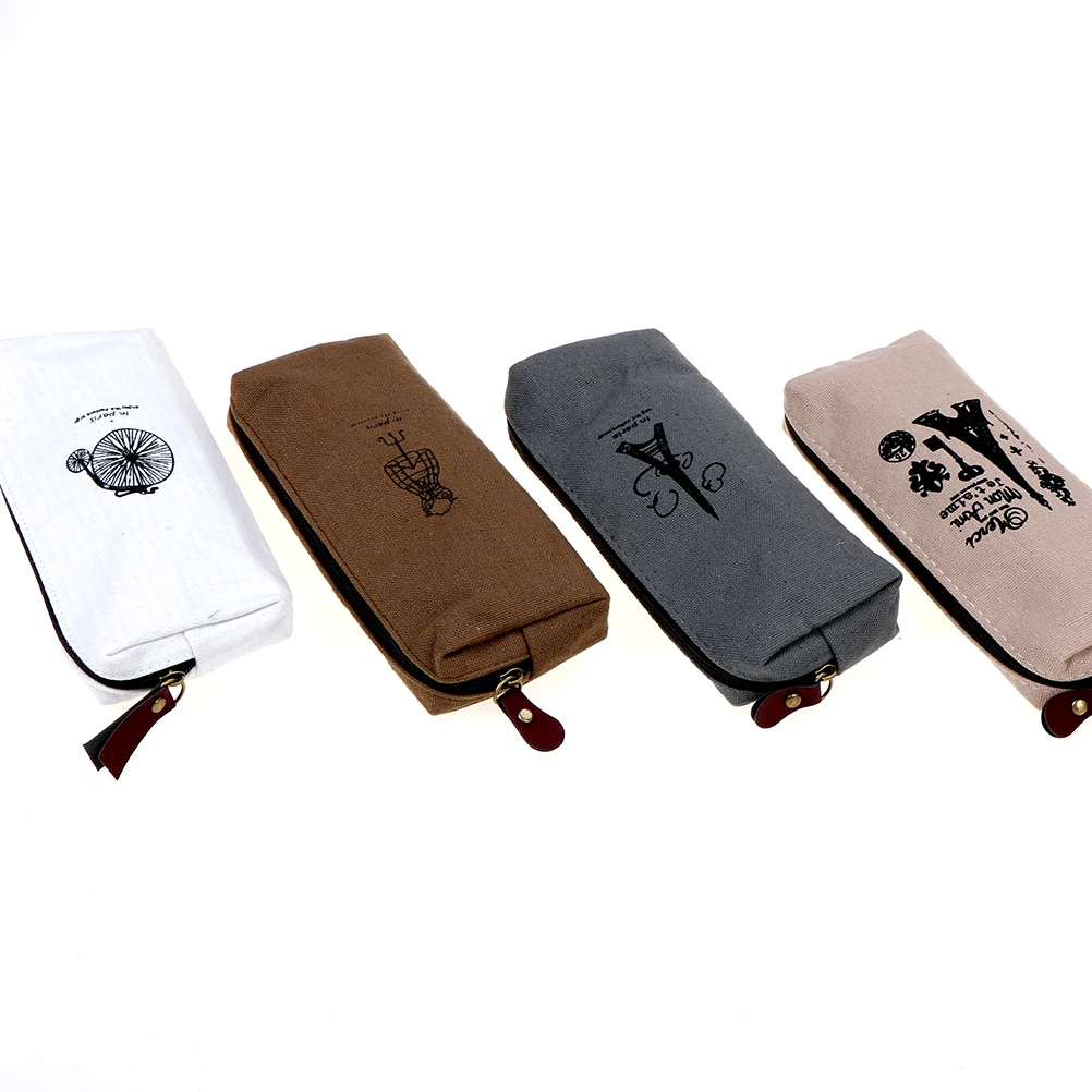 

Simple Creative Paris Style Pattern Pen Pencil Case Retro Towers Linen Men And Women Holder Storage Bag Office Stationery 1PC