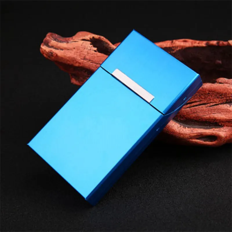 

TOP!-Ultra Thin Creative Personality Cigaret Case Slim Metal Slider Cigarette Box Aluminum Gift Box Cigarette Holder
